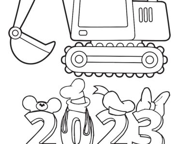 Excavator Celebration 2023 Happy New Year Coloring Page