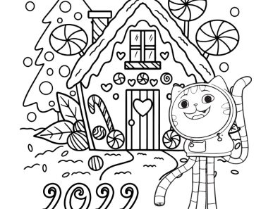 Gabby Dollhouse Christmas 2022 Coloring Page For Kids