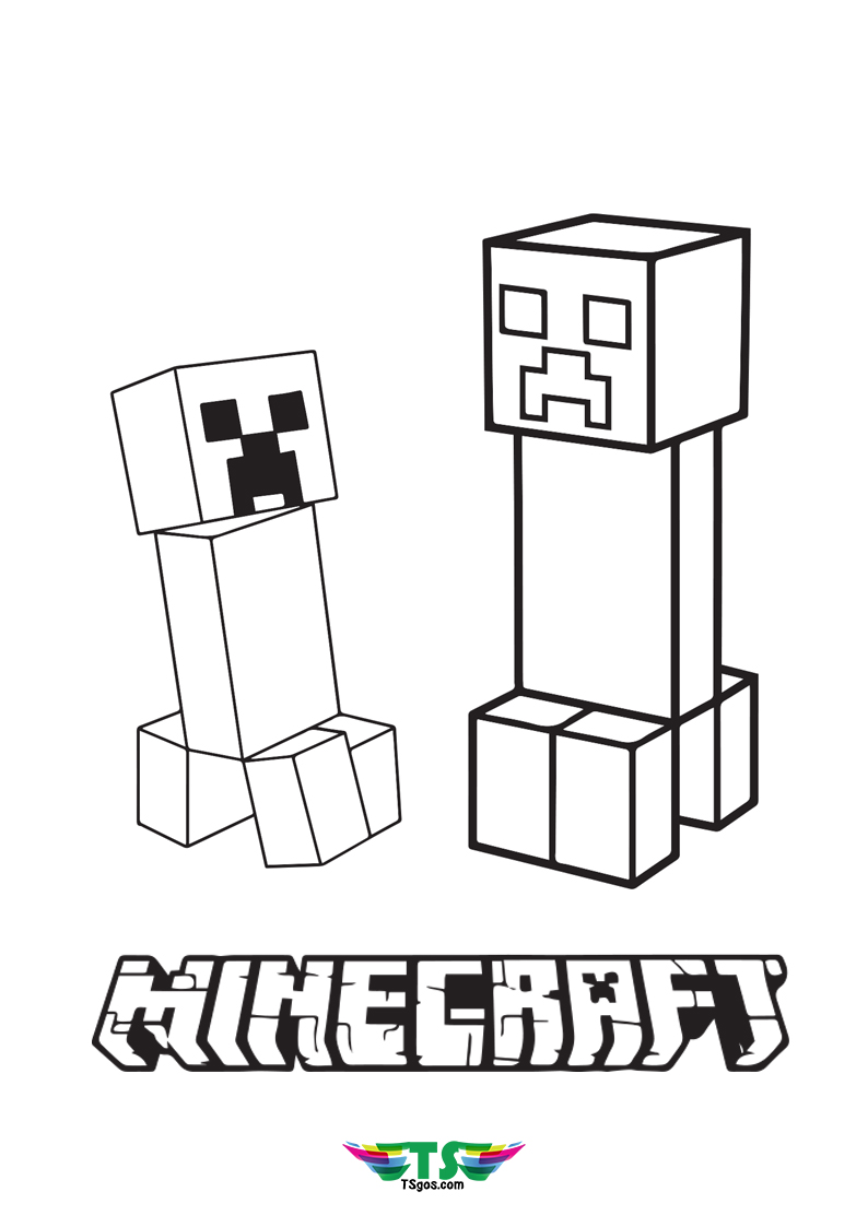 Easy Minecraft Creeper Coloring Page For Kids