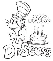 Happy Birthday Dr Seuss Coloring Page For Kids