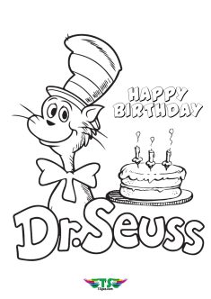 Happy Birthday Dr Seuss Coloring Page For Kids - TSgos.com - TSgos.com