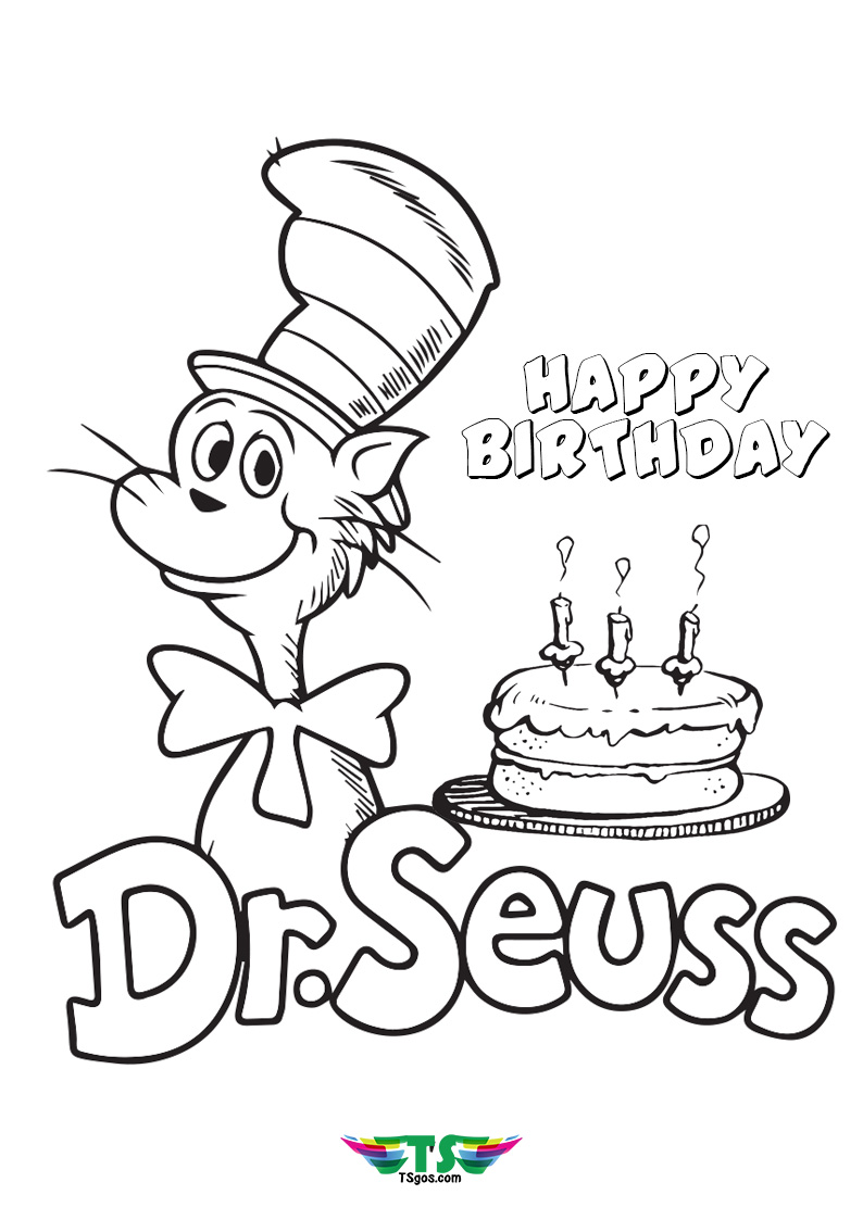 Happy Birthday Dr Seuss Coloring Page For Kids
