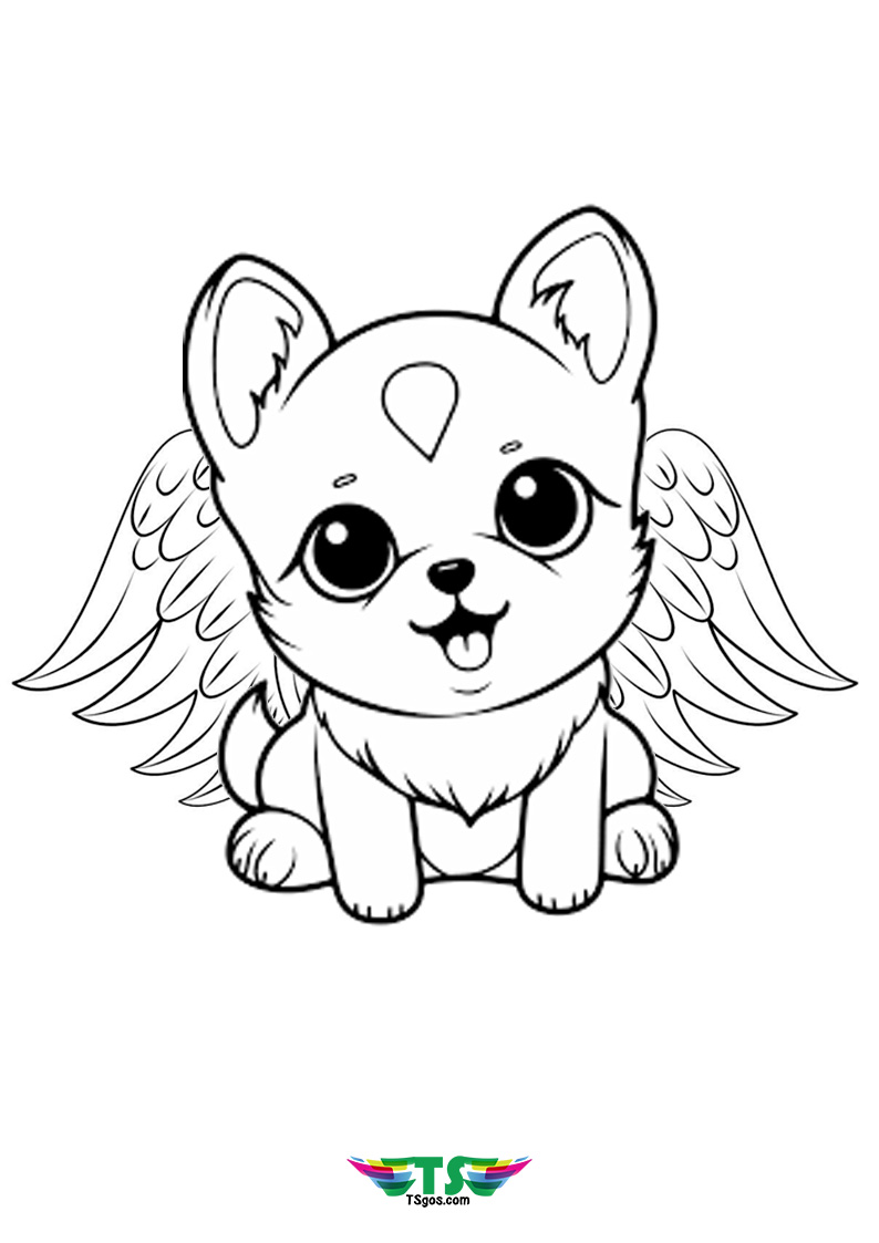 Kawaii Puppy Coloring Page For Kids