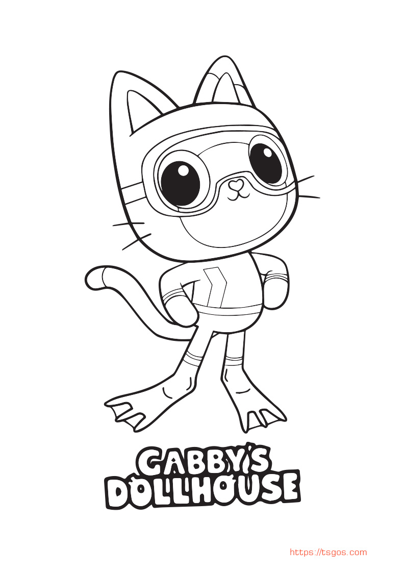 Pandy Paws Gabby Dollhouse Coloring Page Printable Free