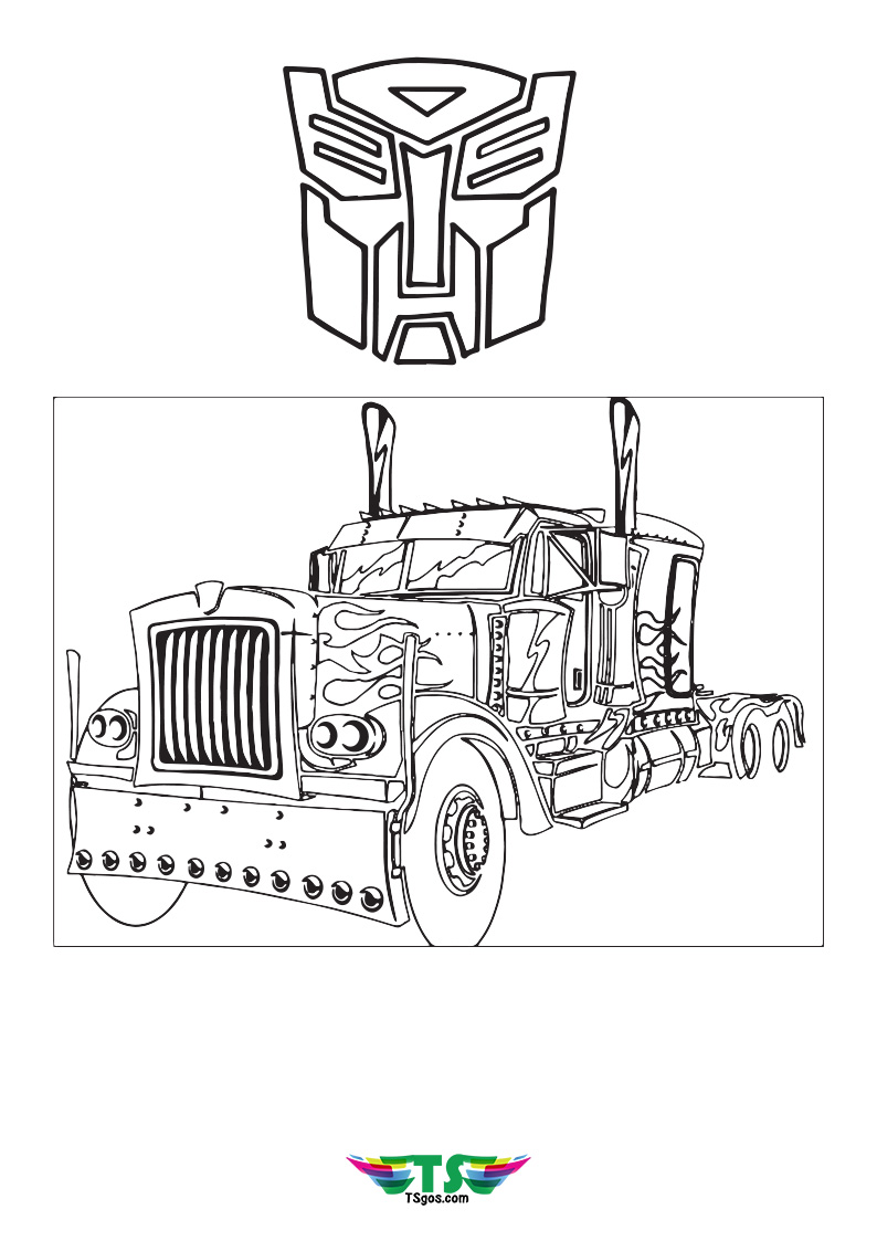 Transformer Optimus Prime Coloring Page