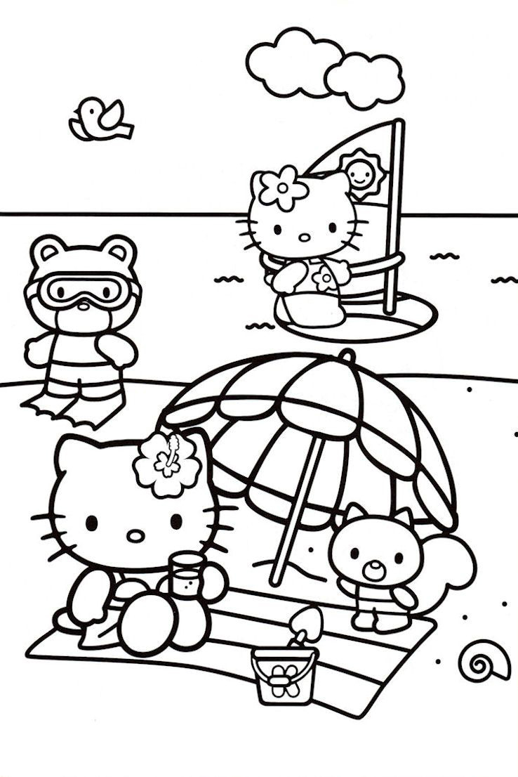 Beach Coloring Pages - Beach Scenes & Activities