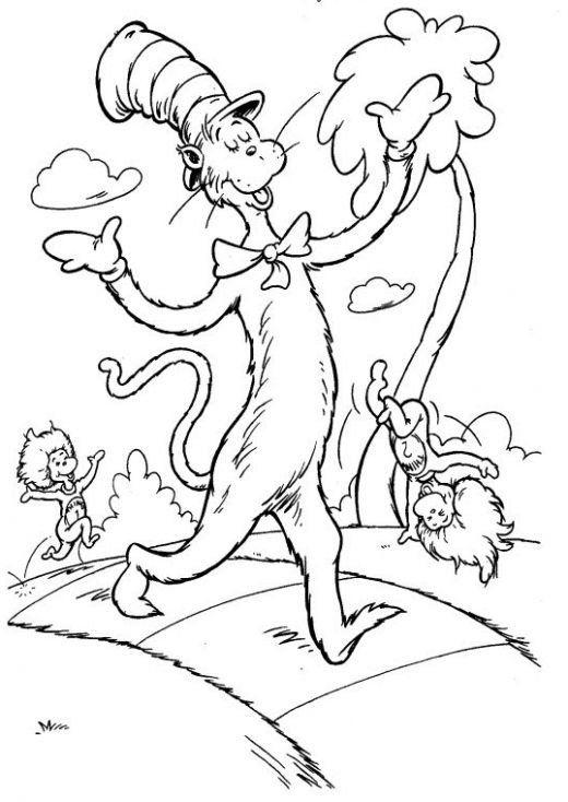 Cat in the Hat Printable Coloring Pages