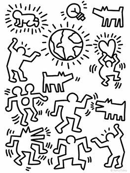 Cut and Color Keith Haring - Art Lesson Plan