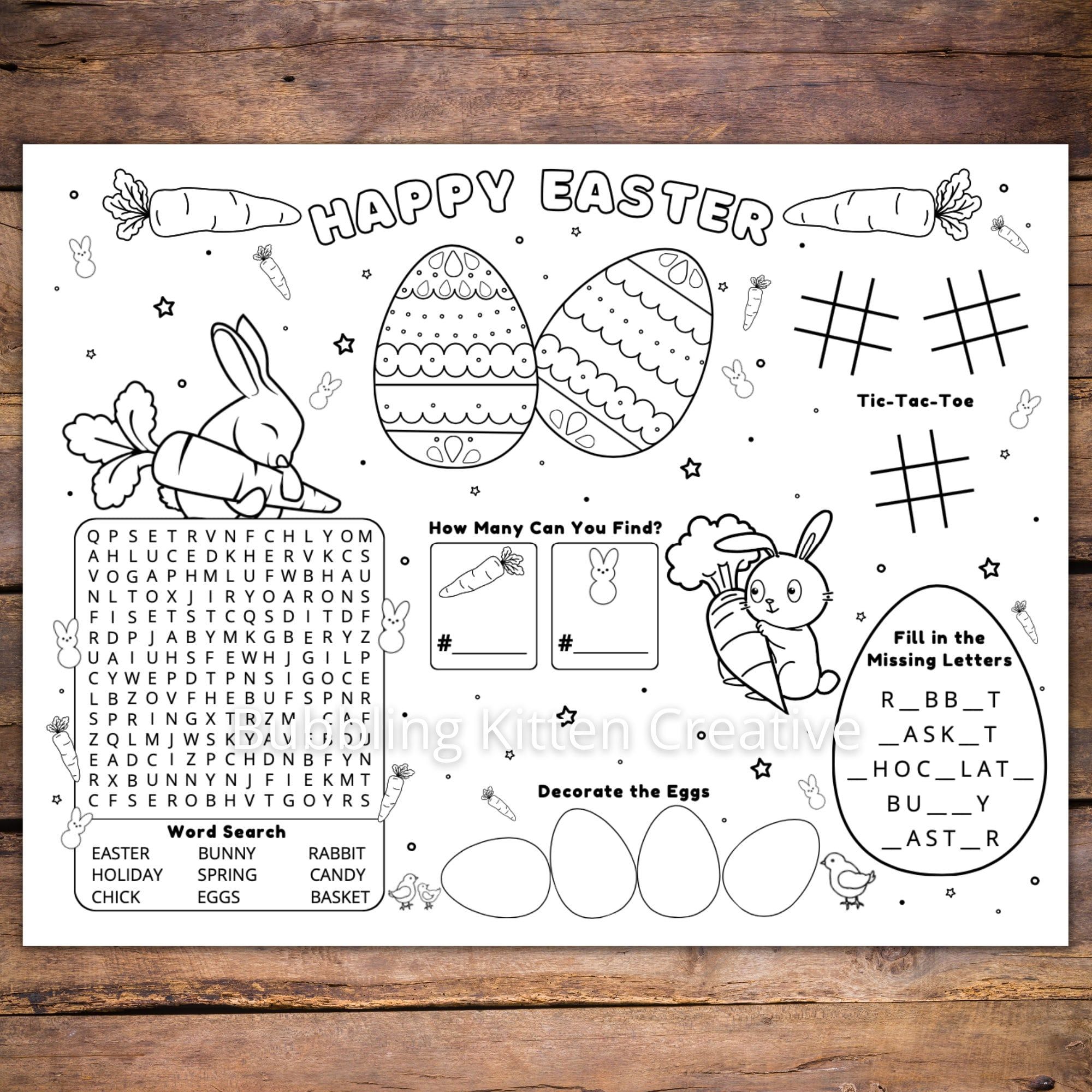 Easter Kids Activity & Coloring Sheet | Easter Printable Kids Party Favor | Kids Easter Activity