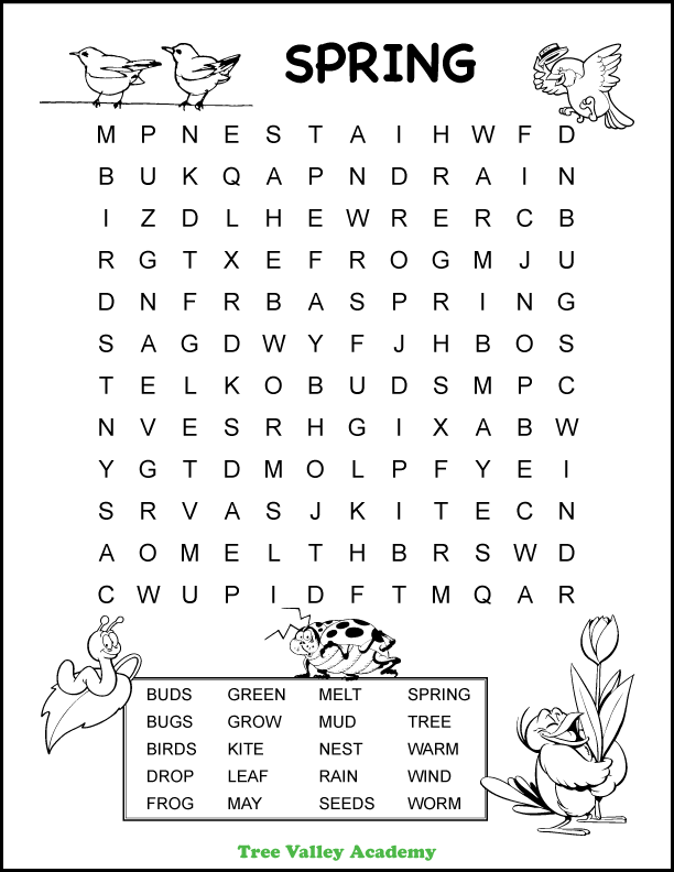 Easy Spring Word Search