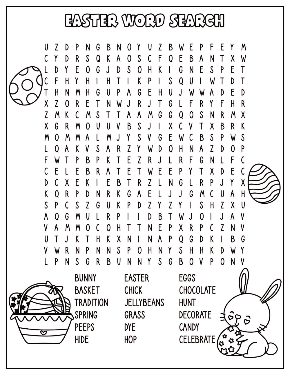 FREE Easter Worksheets PDF:  Coloring Pages, Word Search & More!