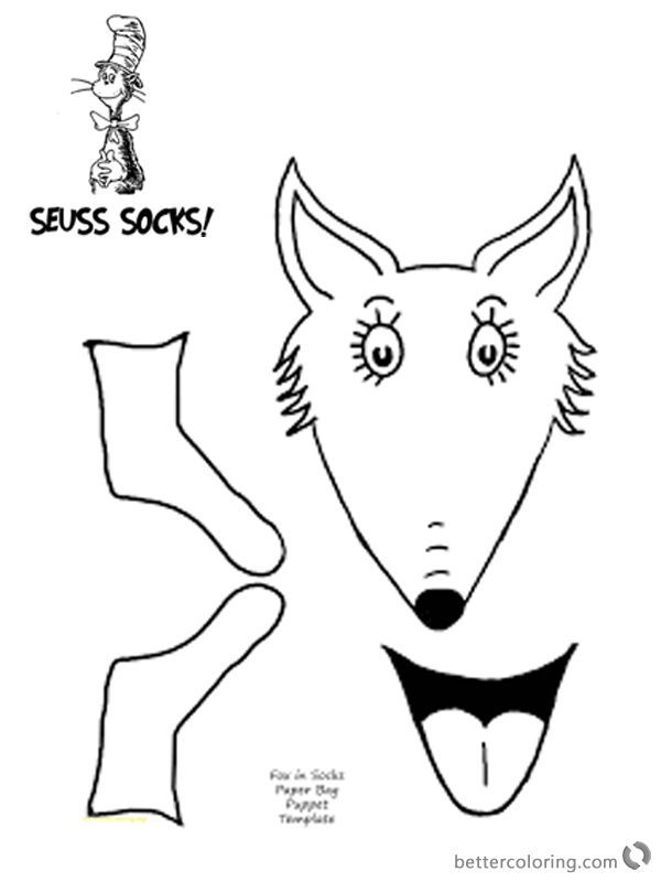 Fox in Socks by Dr Seuss Coloring Pages Bag DIY printable | BubaKids.com