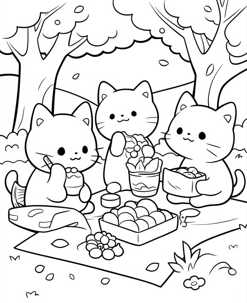 Free Cute Cat Coloring Page for Kids