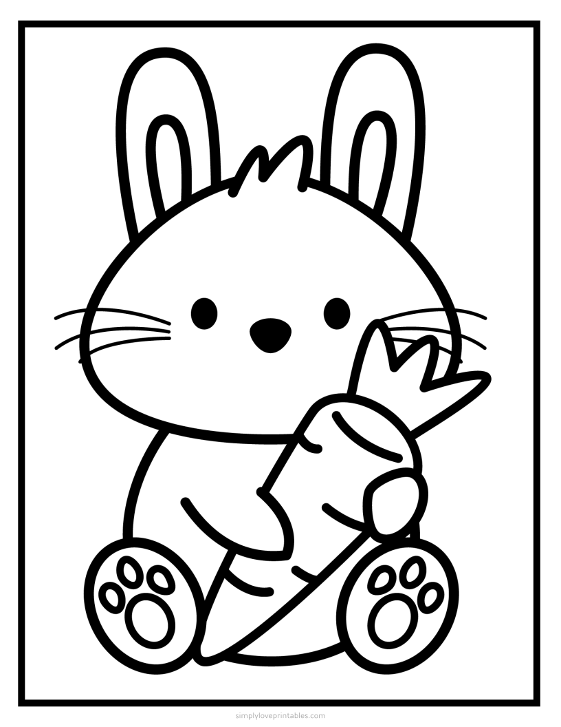Free Easter Bunny Holding Carrot Coloring Page