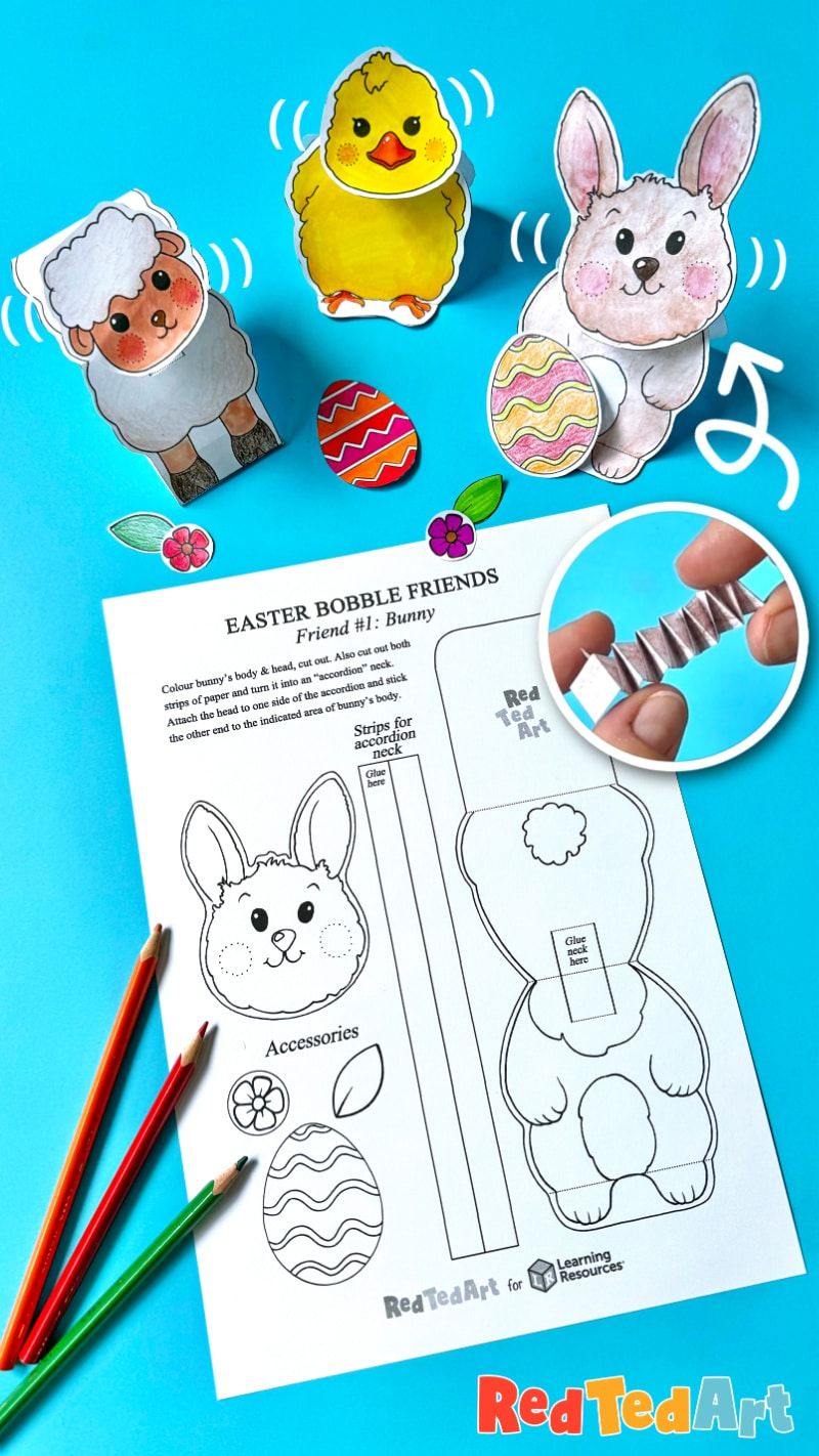 Fun 3d Easter Coloring Pages - make these Bobble Head Friends