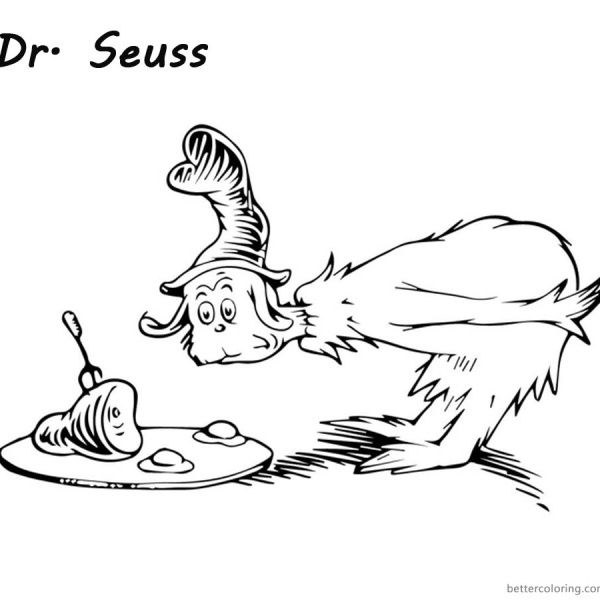Green eggs and Ham Coloring Pages Black and White - Free Printable Coloring Pages
