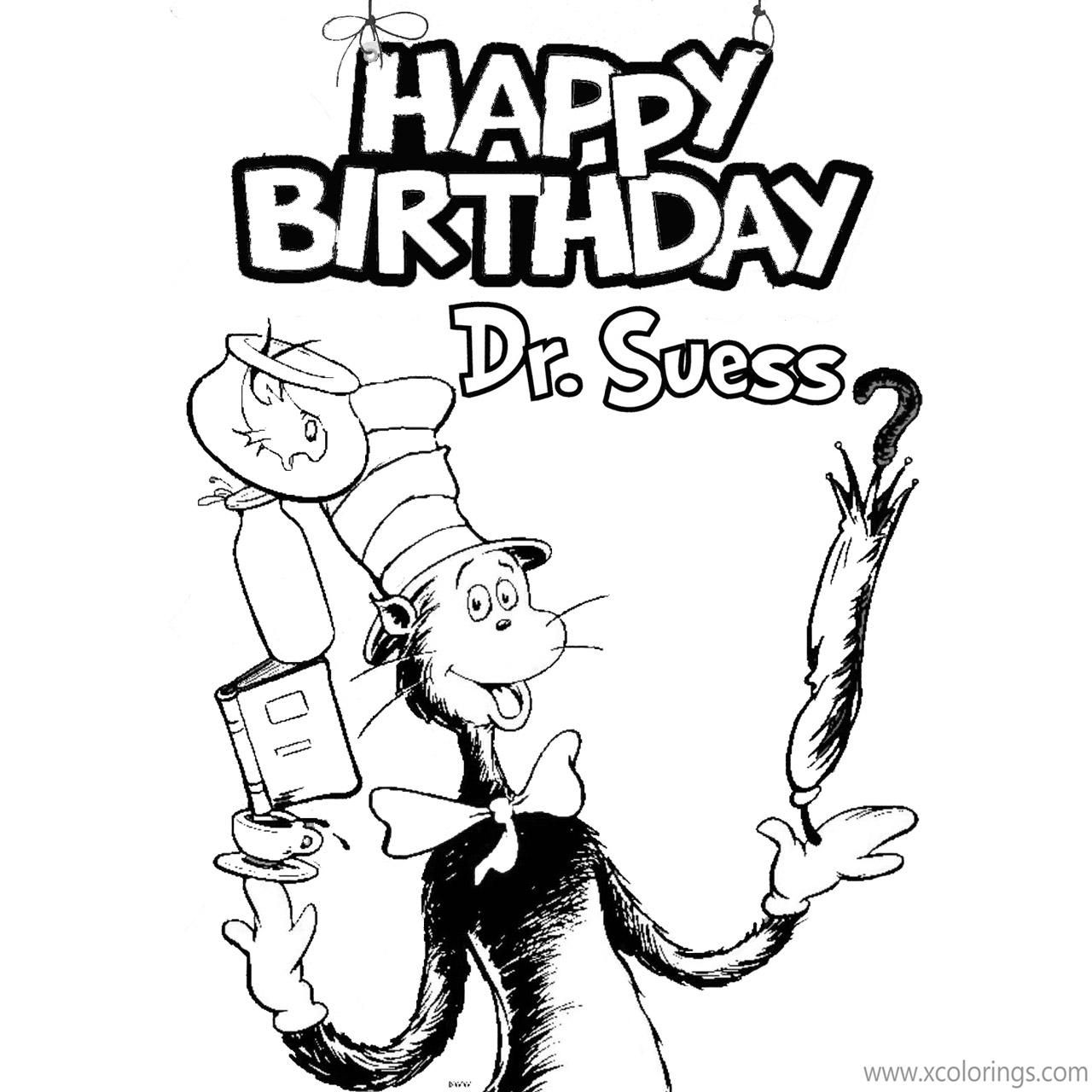 Happy Birthday Dr Seuss Coloring Pages Printable - XColorings.com