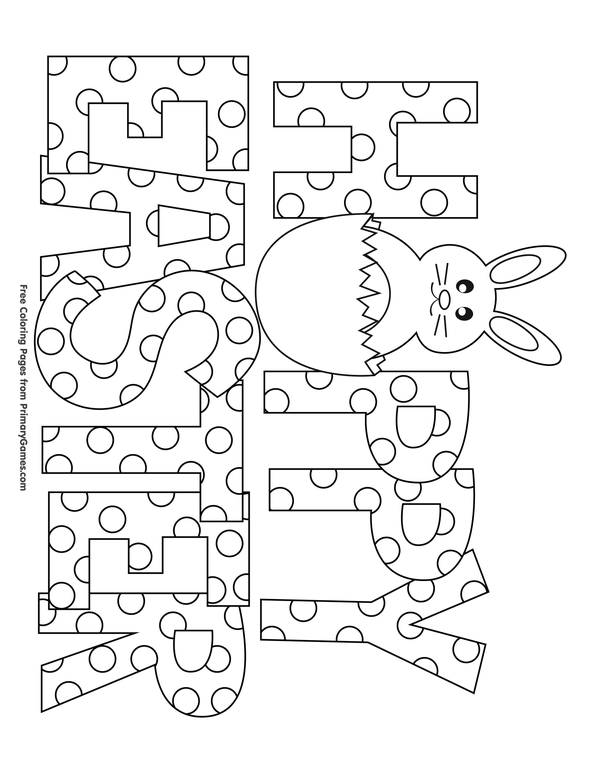 Happy Easter Coloring Page • FREE Printable eBook