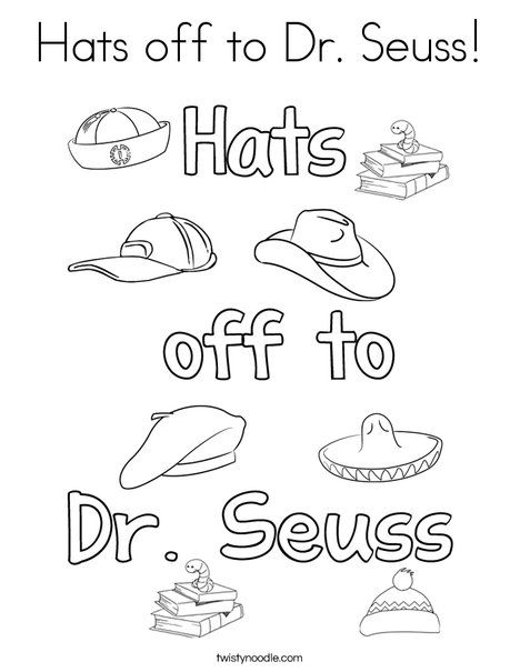 Hats off to Dr Seuss Coloring Page