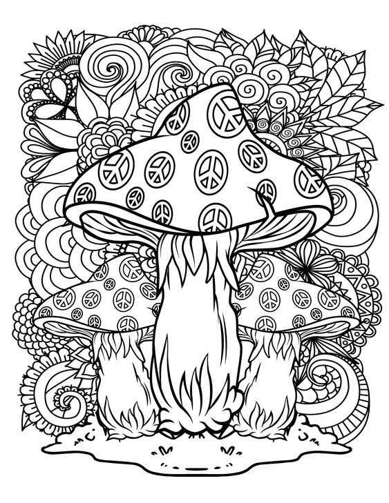Magic Mushroom Printable Coloring Pages / Digital Download / Trippy Coloring Book - Etsy Canada
