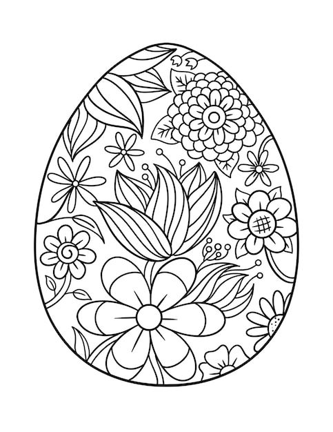 Premium Vector | Patterned easter egg coloring page