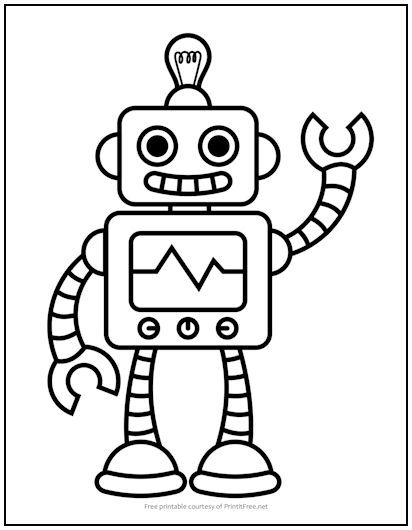 Retro Robot Kids Coloring Page