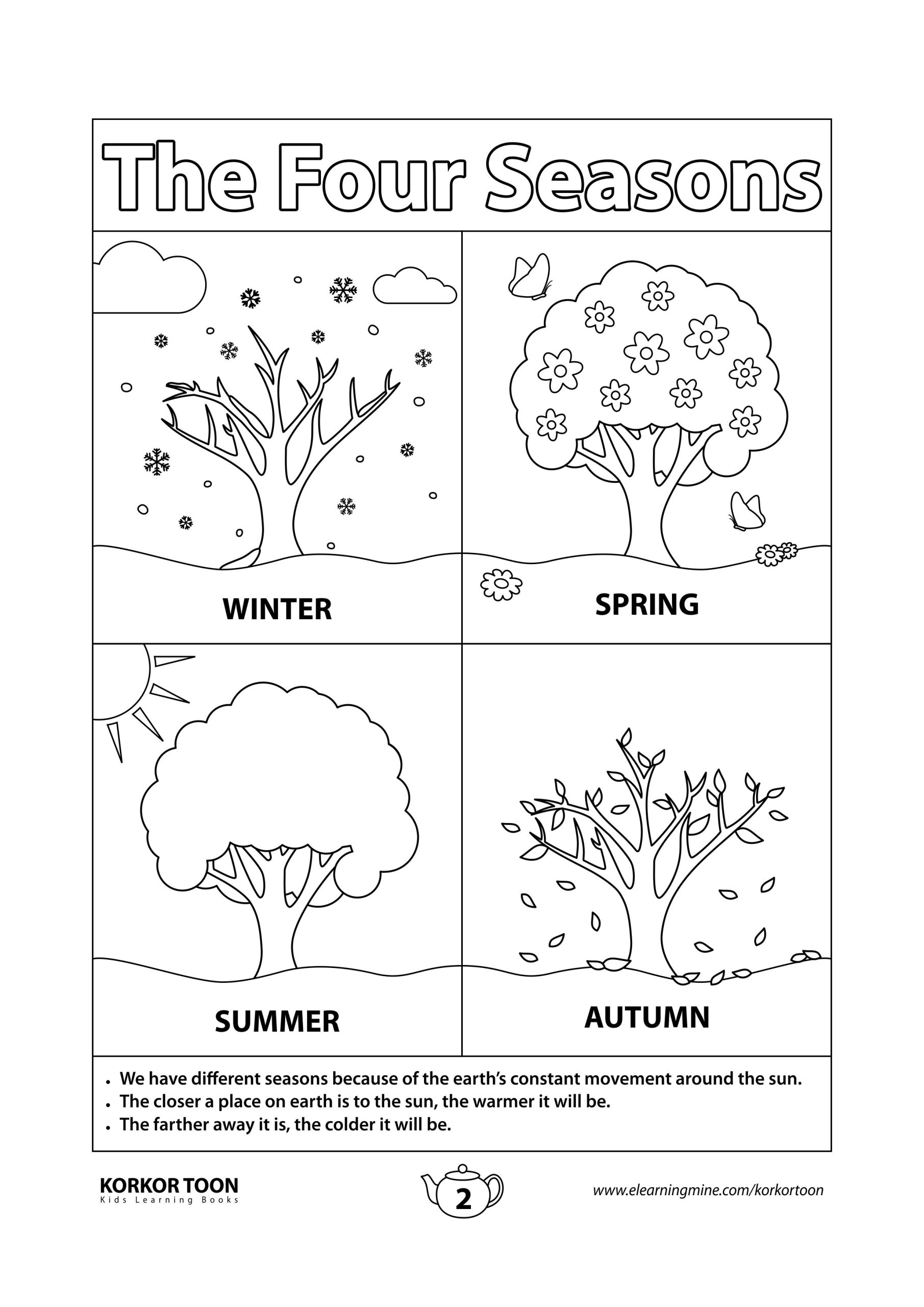 Seasons Coloring Book for Kids | The Four Seasons Coloring Page