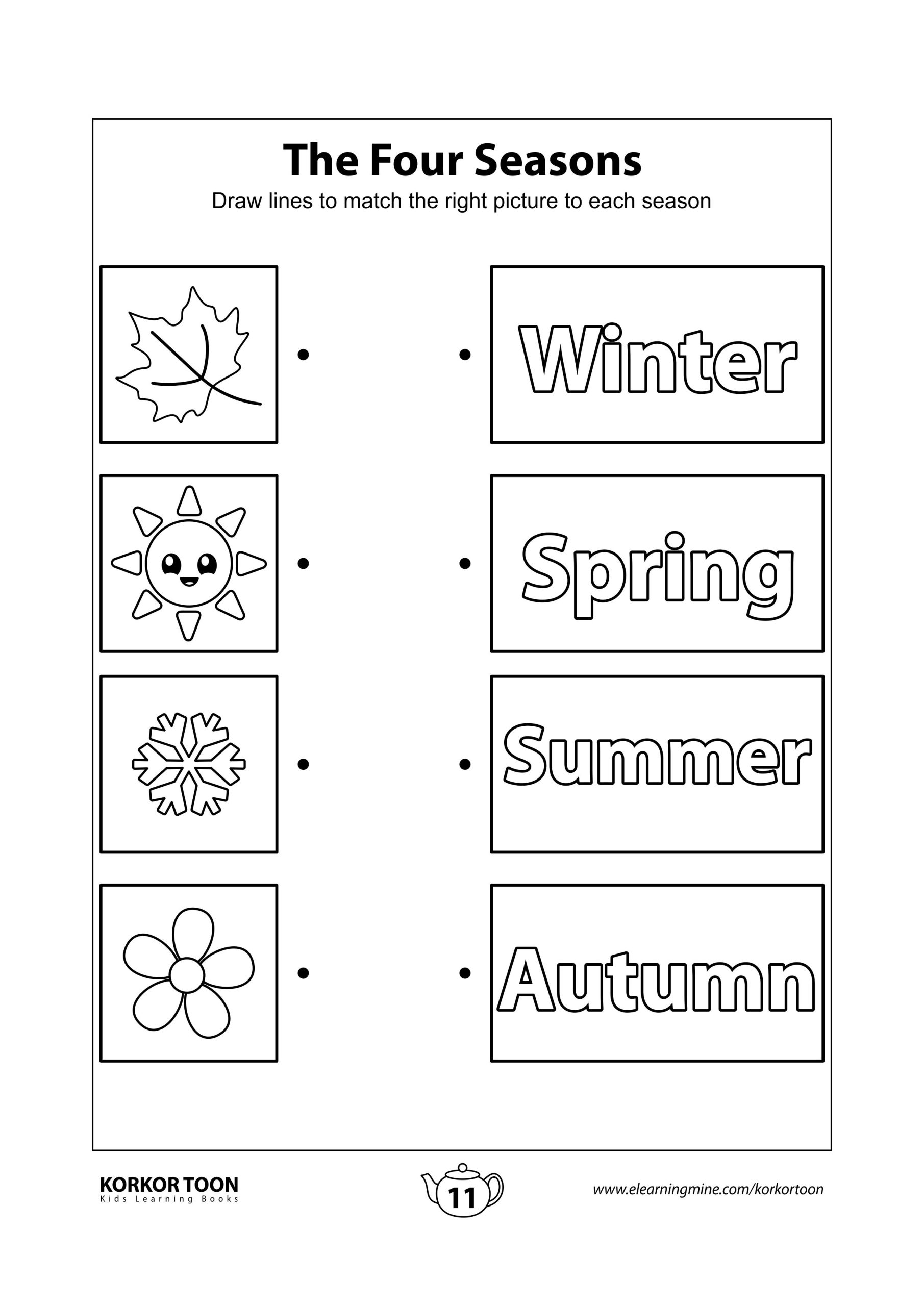 Seasons Coloring Book for Kids | Worksheet