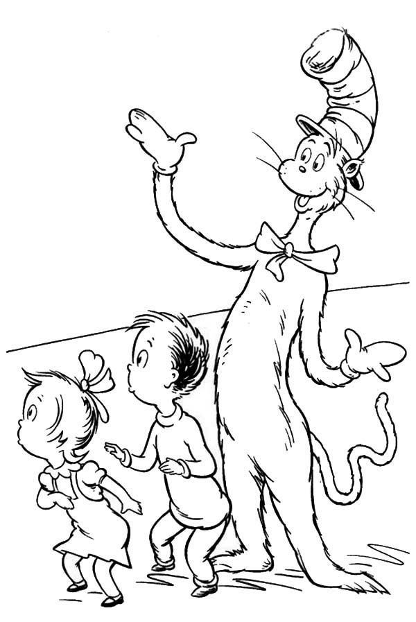 dr seuss coloring pages cat in the hat - Printable Coloring Pages | BubaKids.com