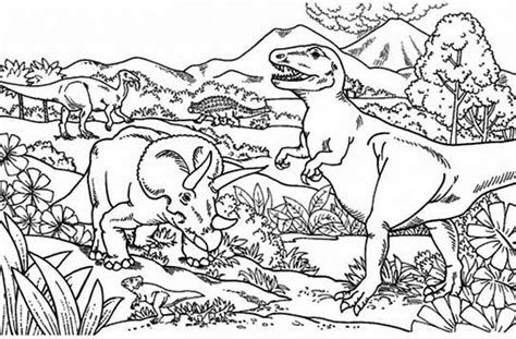 T Rex Vs Triceratops Coloring Pages For Adults