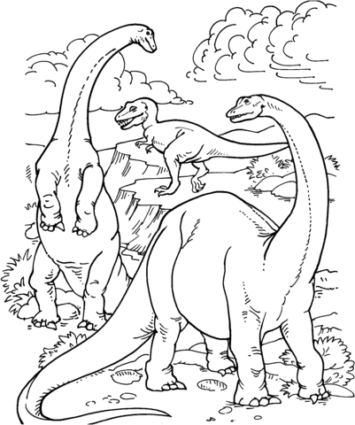 Alamosaurus and Tyrannosaurus coloring page | Free Printable Coloring Pages