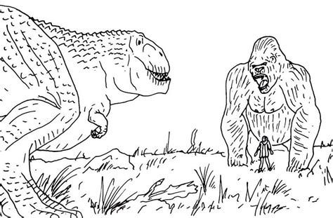 Best King Kong Vs T Rex Coloring Page