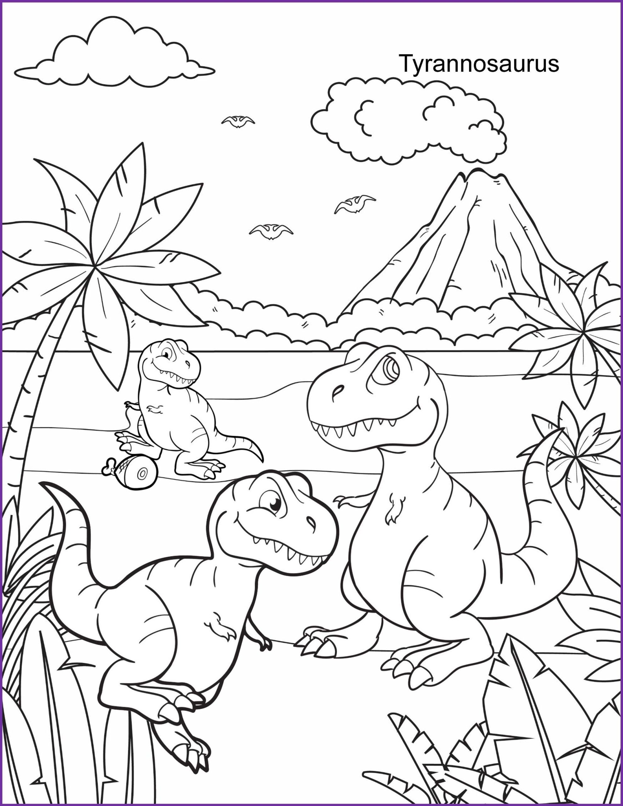 Coloring Pages for Kids, Dinosaurs and Jurassic Backgrounds - INSTANT DOWNLOAD