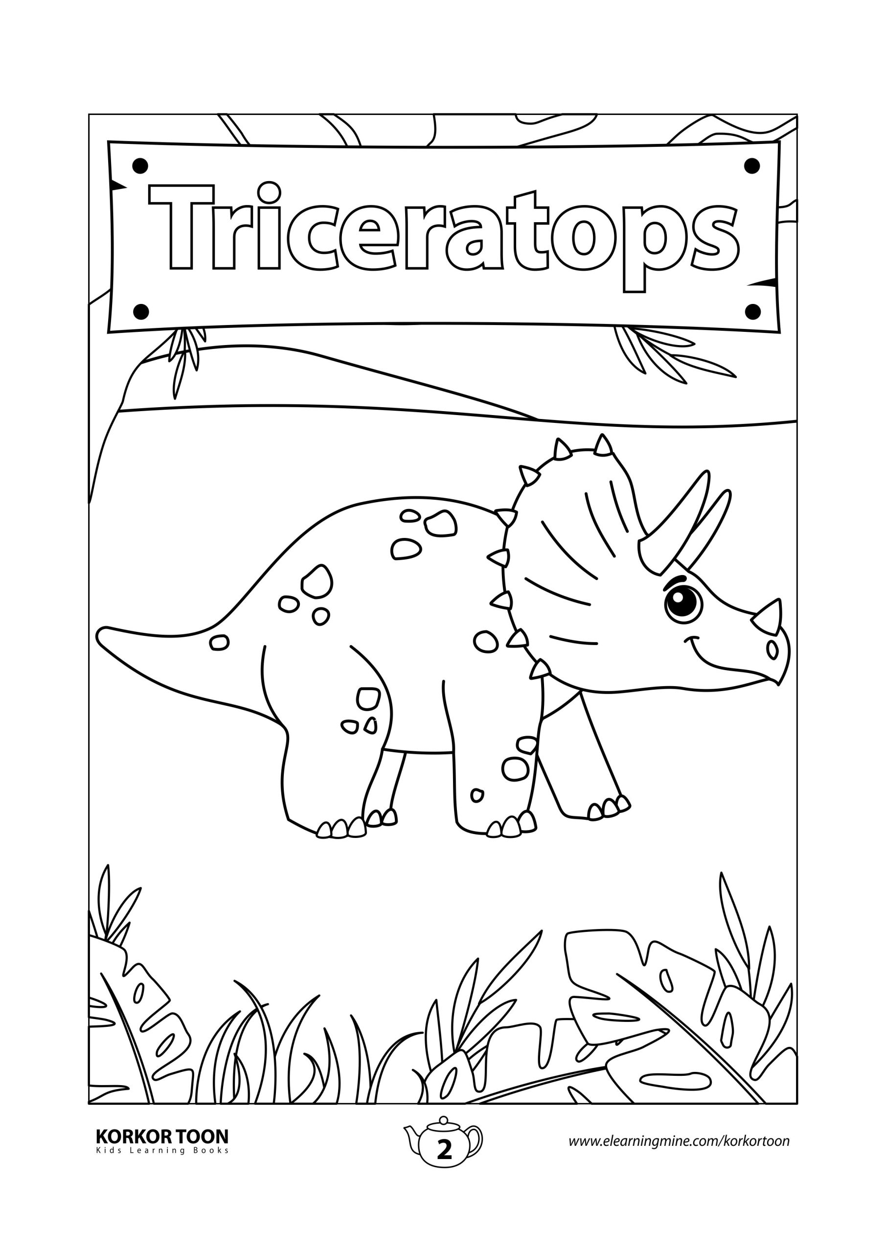 Dinosaurs Coloring Book for Kids | Triceratops Coloring Page