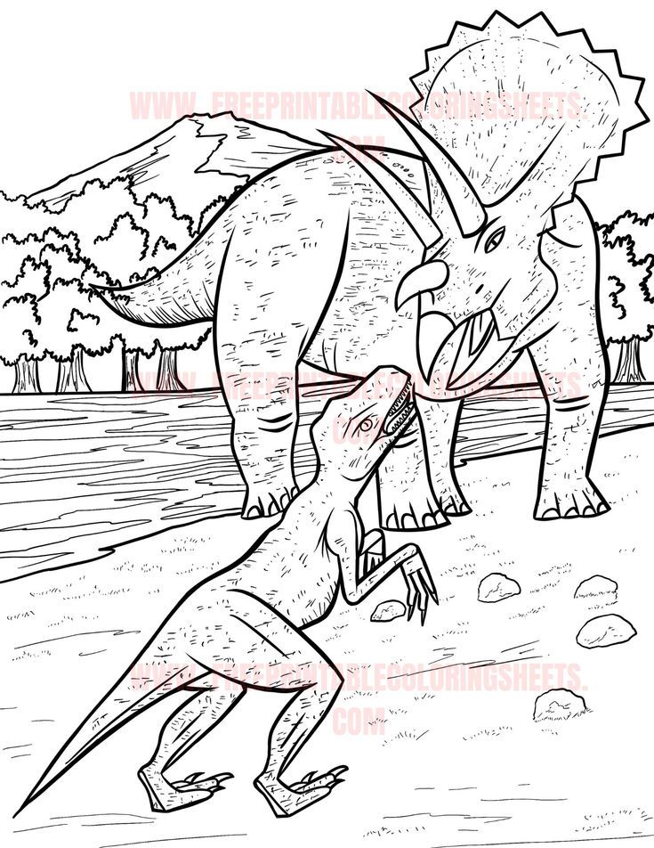 Free coloring sheet of triceratops| Free printable dinosaur coloring page for kids and adults