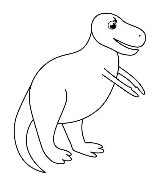 Premium Vector | Vector cute dinosaur line icon isolated on white background funny black and white dino character cute prehistoric reptile outline illustration tyrannosaurus rex coloring page