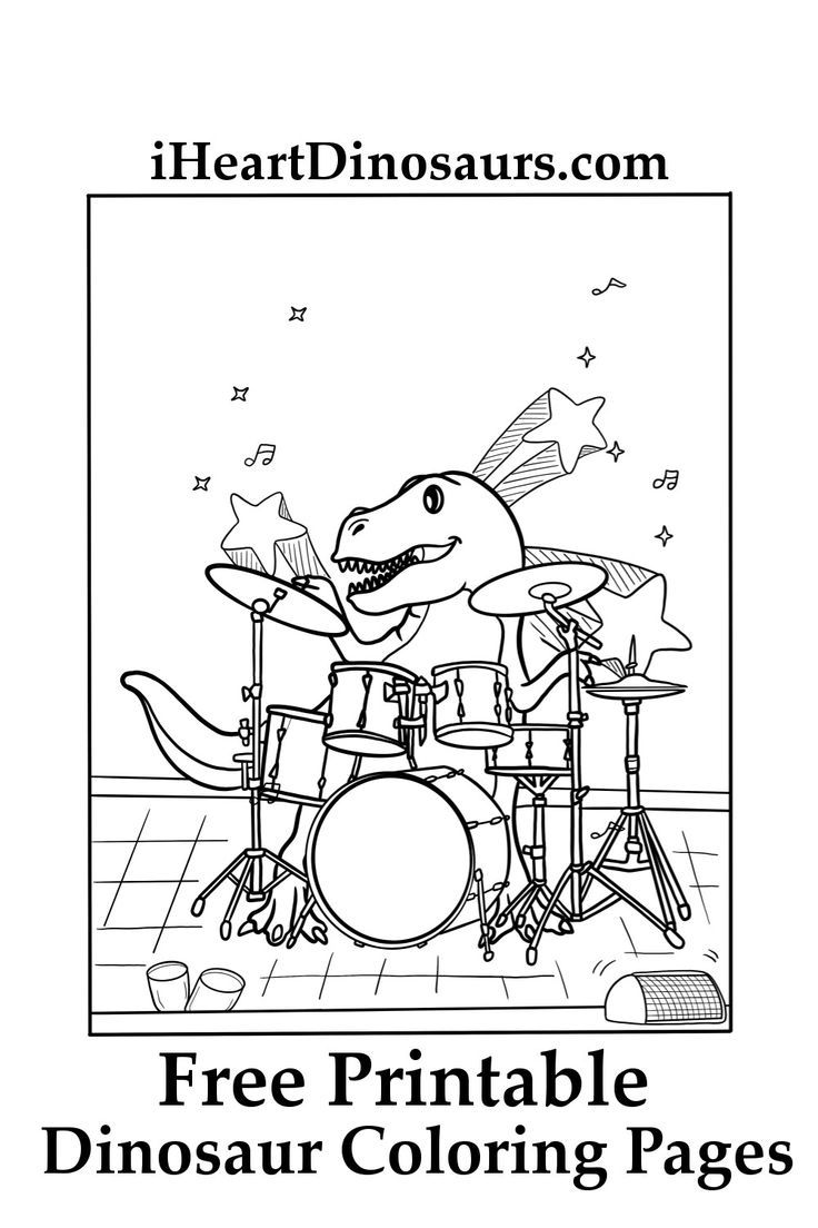 Printable Drums Coloring Page Free Dinosaur Pictures To Color