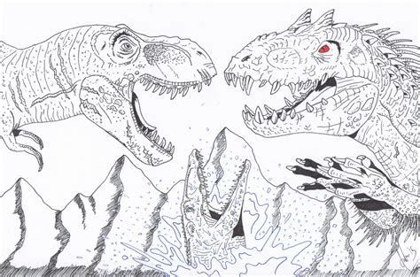 Unique Jurassic World Indominus Rex Vs T Rex Coloring Pages