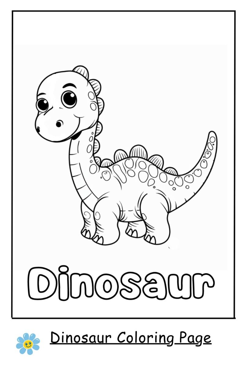 Cute Baby Dinosaur Coloring Page for Preschool