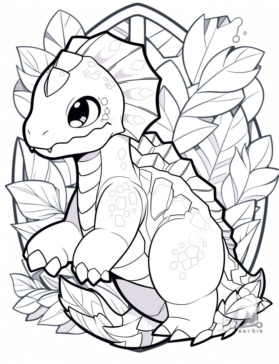Cute Kawaii Dinosaur Coloring Book, Engaging and Fun Designs, Smiling Dino Characters, PDF