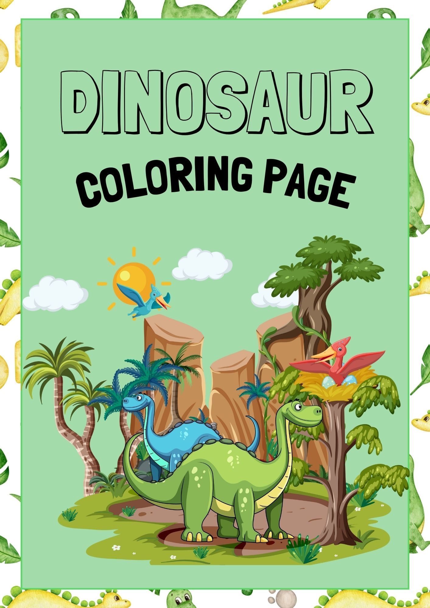 DINOSAUR COLORING PAGE | Digital Products Toddlers Book Children's Book Learning Books Dino Book Busy Books Coloring Therapy Printable Books