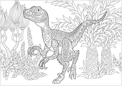 Detailed Dinosaur Coloring Pages Velociraptor