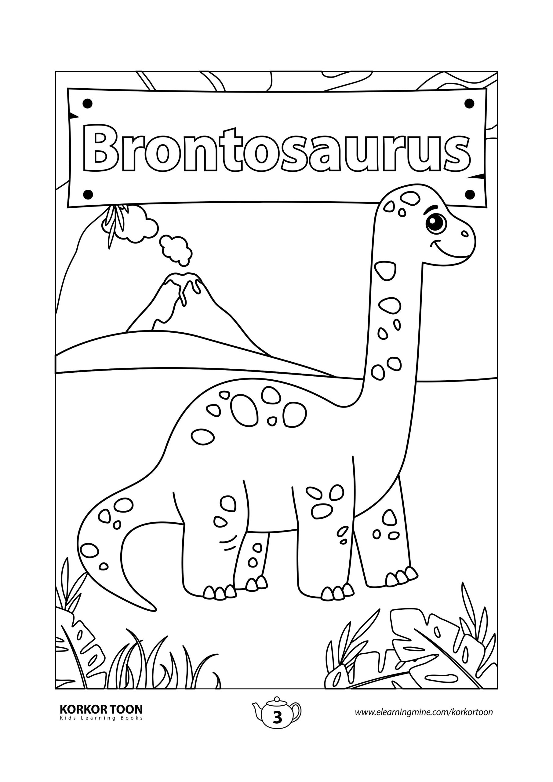 Dinosaurs Coloring Book for Kids | Brontosaurus Coloring Page