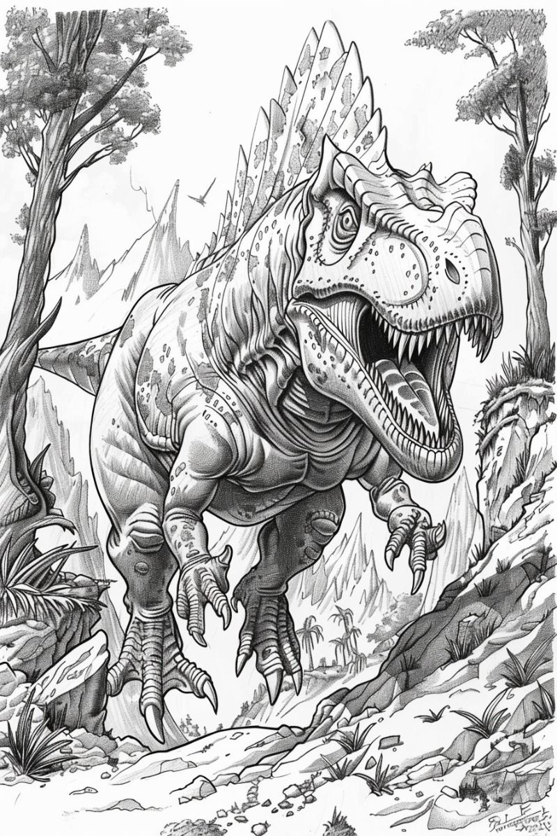 Explore the World of Carnotaurus with Printable Coloring Pages for Kids