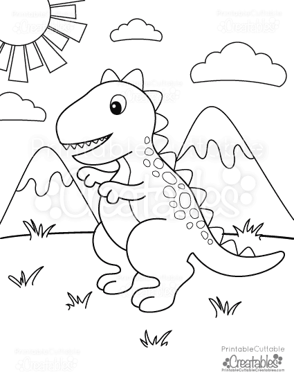 Free Printable T-Rex Dinosaur Coloring Pages - Printable Cuttable Creatables