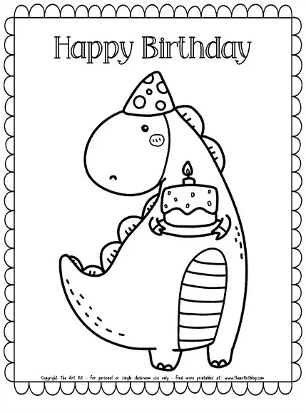 Happy Birthday Dinosaur Coloring Page | Free Homeschool Deals ©
