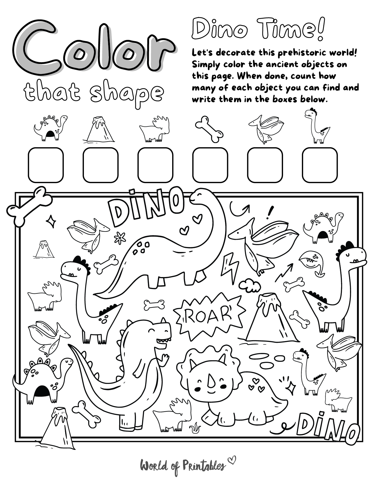 I Spy Dinosaur Coloring Page