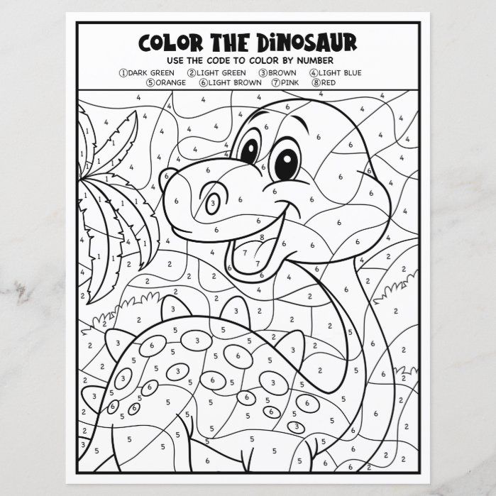Kids Activity Dinosaur Coloring Page By Number