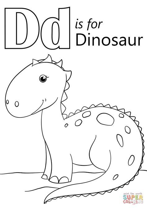 Letter D For Dinosaur Coloring Pages