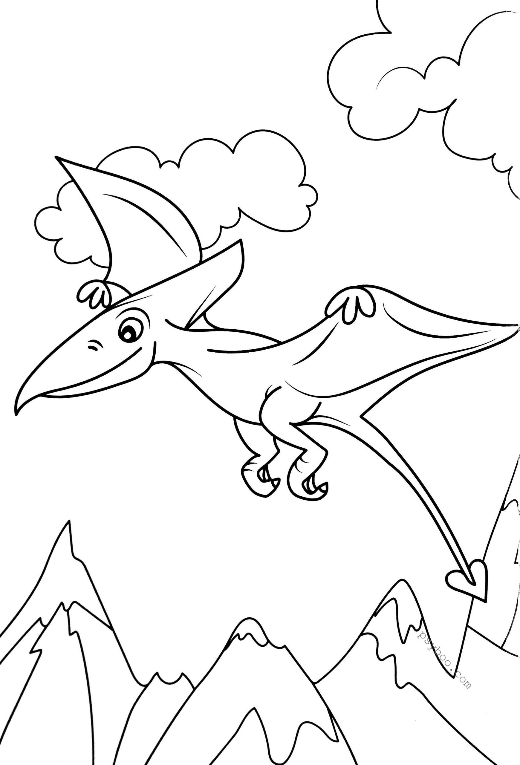 Little Dinosaur Pterodactyl Coloring Page for Free